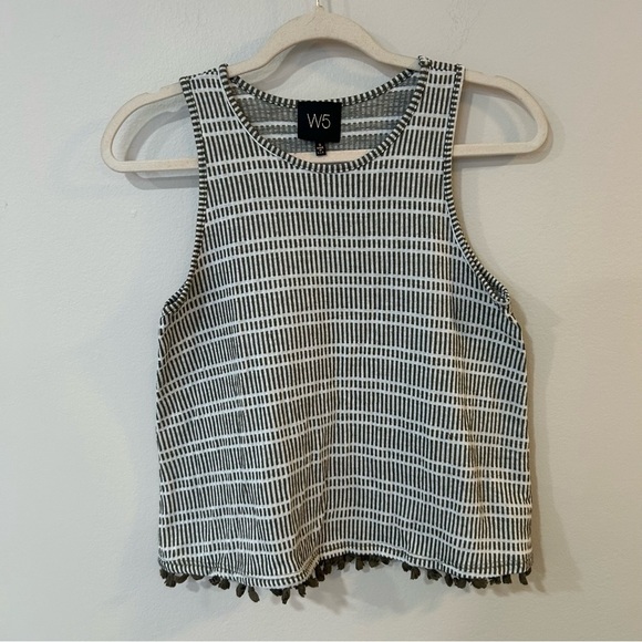Anthropologie W5 Loose Black White Boho Pattern Sleeveless Tank Top Size Small - Picture 1 of 5